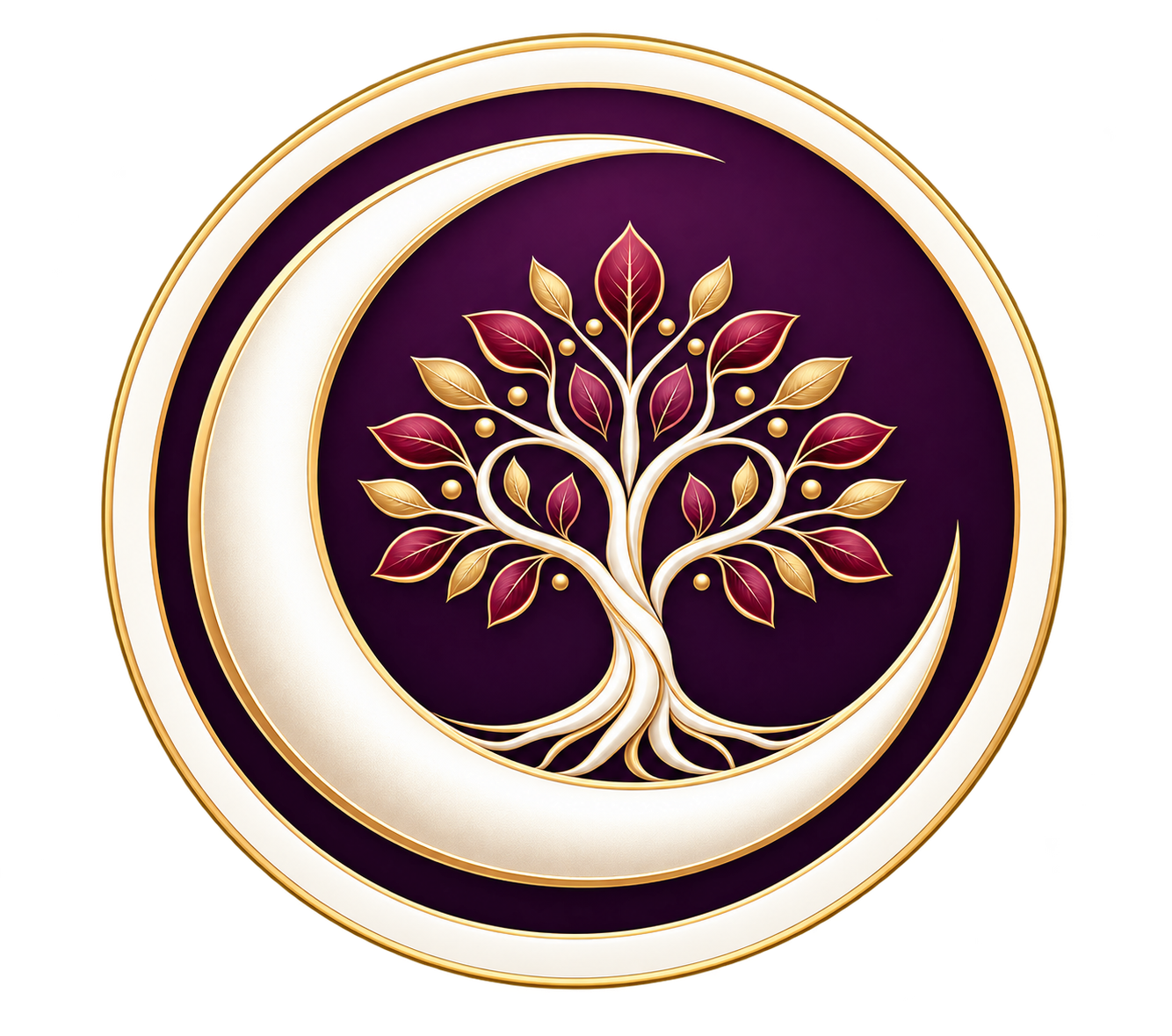 Enchantrique crescent moon and tree logo